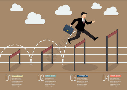 跳格梯跳过更高的障碍的商务人士设计图片