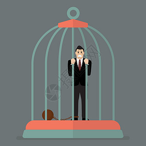 定罪重量在鸟笼中的商务人士设计图片