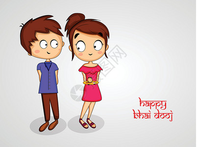 印度教节日 Bhai Dooj 背景孩子们姐姐男生兄弟纽带庆典文化女孩背景图片