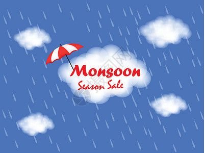 季风季节背景的插图墙纸雨量雨滴横幅销售环境下雨天气阳光幸福背景图片
