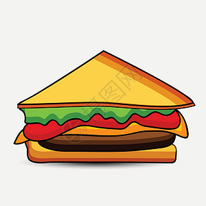 素食三明治快餐背景的插图包子食物蔬菜午餐沙拉热狗海报面包美食垃圾设计图片