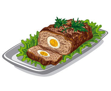 生菜肉饼食物绘画红色肉饼牛肉美食地面面包盘子猪肉背景图片