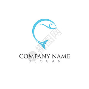鱼鲑鱼标志模板 创意矢量创造力白色折纸游泳海洋公司标识蓝色艺术海鲜背景图片