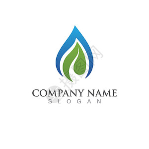 水滴叶水滴和叶绿 Logo 模板矢量图像叶子技术环境蓝色活力生态社区营销载体管道设计图片