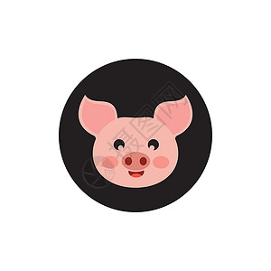 猪头芥猪头矢量图标标志图像插图卡通片哺乳动物农场绘画家畜网络产品动物店铺插画