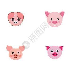 猪脸肉猪头矢量图标标志图像艺术鼻子绘画卡通片家畜农场食物哺乳动物标识网络插画