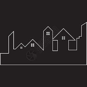 现代城市线建筑物标志图标模板 vecto保险插图贷款销售投资住房艺术建造标识住宅背景图片