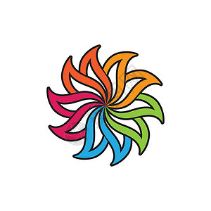 花矢量图标设计海滩圆圈花朵叶子插图橙子沙龙艺术商业植物背景图片