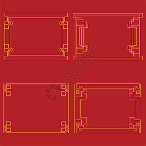 中国边境矢量图设计古董角落艺术寄宿生卡片框架装饰品边界金子插图背景图片