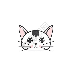 三色猫猫可爱的头标志矢量图小猫卡通片插图三色动物网络诊所宠物标签小狗插画
