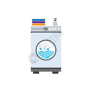 机洗衣服图标矢量图像插图电气榨汁机洗涤剂家务洗衣房房子器具家庭洗衣店插画