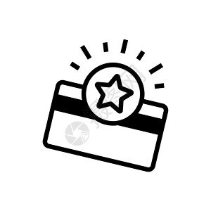 积分抵现金带有星形图标的信用卡 忠诚卡线图标 奖励积分 折扣计划符号插画