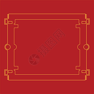 中国边境矢量图设计角落卡片金子文化红色装饰品艺术古董框架插图背景图片