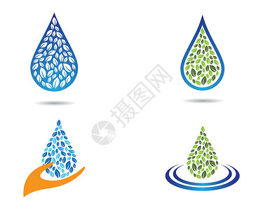 树油它制作图案的绿色滴矢量图标圆圈水滴公司活力海浪技术生态环境标识商业设计图片