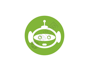 机器人徽标模板矢量图标它制作图案机器白色微笑卡通片服务乐趣技术插图电脑讲话背景图片