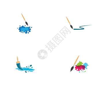 工具刷画笔符号它制作图案刷子工作蓝色创造力插图绘画油画艺术彩虹油漆设计图片