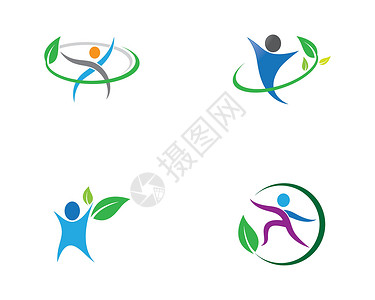 健康符号矢量 ico标识健身房程式化成功瑜伽身体康复跑步医生生态背景图片