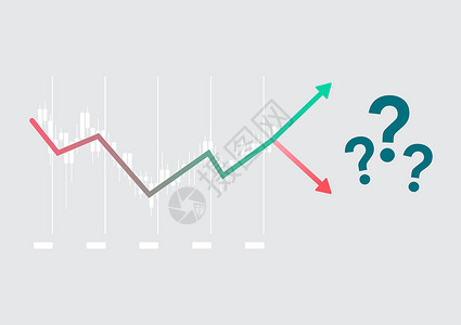 向上或向下箭头和一个问号 关于贸易商盈亏交易的证券交易所概念展示设计图片
