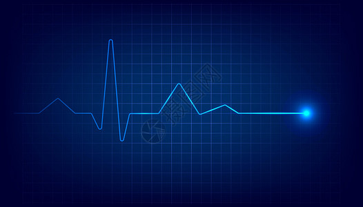 有信号的蓝色心脏脉冲显示器 心脏跳动心电图背景背景图片