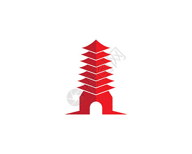 它制作图案的宝塔符号海报装饰卡通片灯笼建筑学框架红色旅游寺庙旅行背景图片