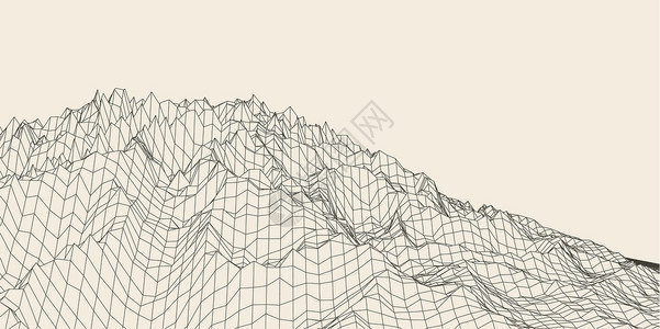抽象矢量风景背景 网络空间网格  3d 技术插图爬坡格子地形科学风格装饰地球导航地理推介会背景图片