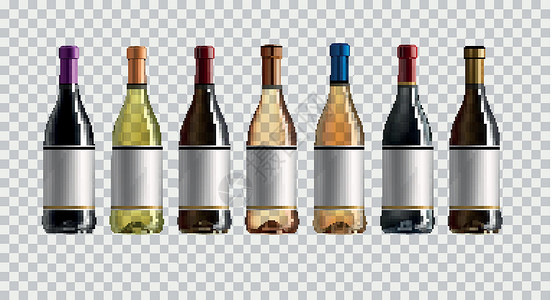莱美课程红酒瓶 一套红酒瓶 在白色背景上隔离瓶子玫瑰庆典水晶徽章品牌绿色空白产品饮料插画