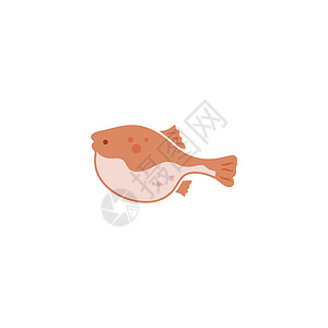 红嘴河豚河豚鱼图标矢量图设计插画
