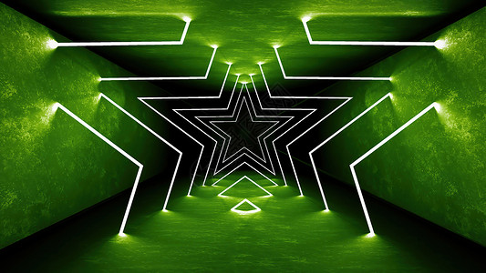用于激光表演的夜总会内部绿灯 3d 渲染 发光的绿线 抽象荧光绿色背景 绿色霓虹灯房间走廊背景 轻抽象的未来派设计 现代几何发光背景图片