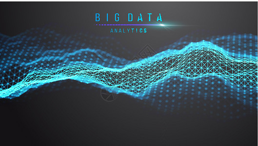 蓝色抽象技术背景 矢量数据波流 声波数字技术背景 大数据未来科技背景科学海浪曲线黑色三角形货币商业多边形噪音软件背景图片