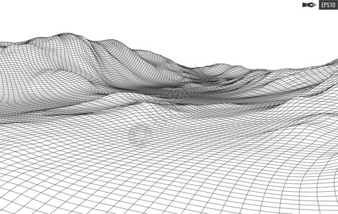 地理素材网抽象矢量风景背景 网络空间网格  3d 技术插图墙纸地理蓝色格子爬坡土地顶峰地球风格宽慰插画