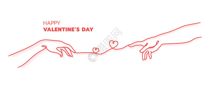 上帝创造亚当情人节快乐 两只手的亚当红线概念向量它制作图案插画