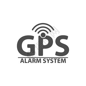 系统警报带有 GPS signa 铭文报警系统的信息板安全定位法律绘画贴纸警告插图卫星全球罪行插画