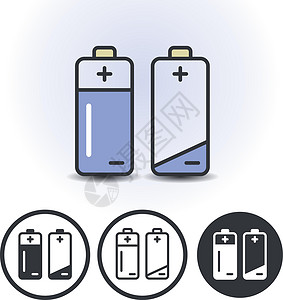 车载充电器电池充满和空的图标插画