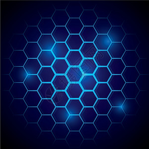 未来派蓝色蜂窝图案 六角形概念背景坡度墙纸金属黑色细胞灰色六边形商业风格插图插画