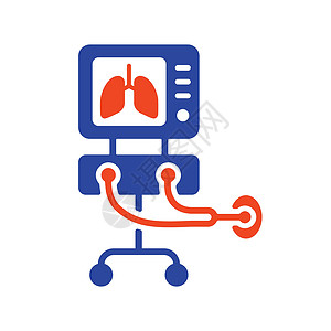 ICU 呼吸机医疗治疗肺通气 ico机械字形医院情况外科手术展示空气药品呼吸插画