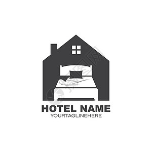 酒店标识床图标矢量图设计毯子枕头寝具床垫旅馆时间卧室商业公寓房间插画