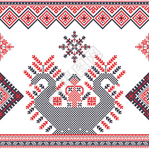 俄罗斯模式6艺术装饰品缝纫刺绣盘子地区红色饰品戏服织物背景图片