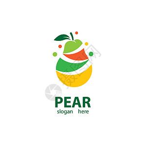 梨标志图片营养食物叶子甜点插图标识饮食绿色背景图片