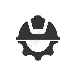 工程图标头盔安全插图工作齿轮背景图片