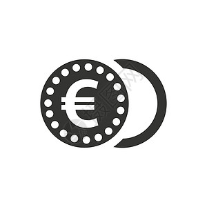 欧元点欧元硬币图标 精心设计的矢量EPS文件插画