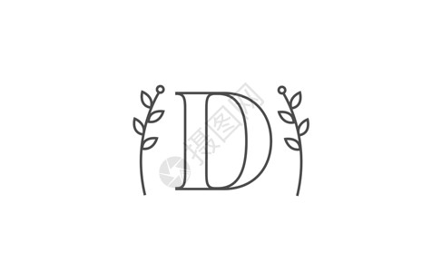 D字母字母图标标志徽标设计线条设计 带有花型的公司商业印刷背景图片