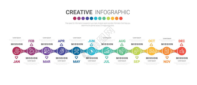 1个月个月的信息图表所有月规划设计和演示业务插画