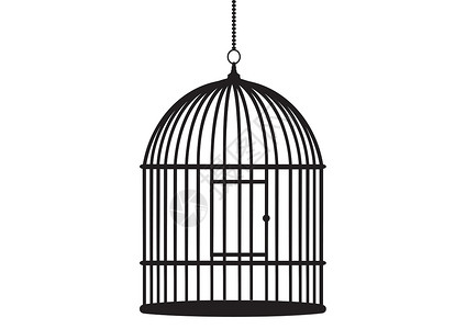 笼子里鸟空的鸟笼 卡通笼子 鸟笼 图标插画