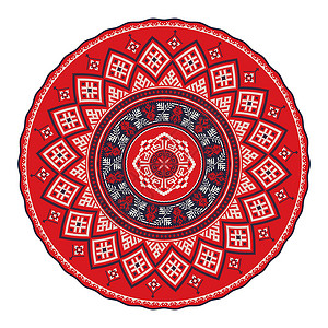 俄罗斯设计元素 1文化民间艺术风格刺绣标签插图圆圈花圈装饰品背景图片
