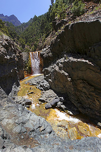 陨石瀑布国家公园 加那利群岛 西班牙保护区峡谷溪流山沟环境地质学生态旅游避难所旅游陨石背景