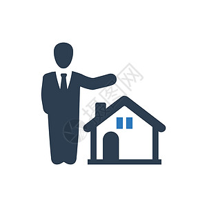 房地产经纪人图标聊天房子气泡商业背景图片