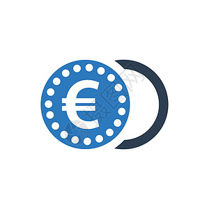 欧元点欧元硬币图标货币金融插画