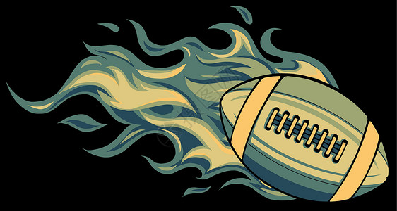 ins超火超快橄榄球与火矢量它制作图案竞赛跑步大学游戏皮革卡通片艺术插图优胜者足球设计图片