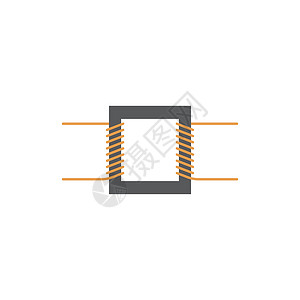 轮流电力变压器图标矢量图通量物理变压器电压交流电技术电路线圈磁铁直流电插画