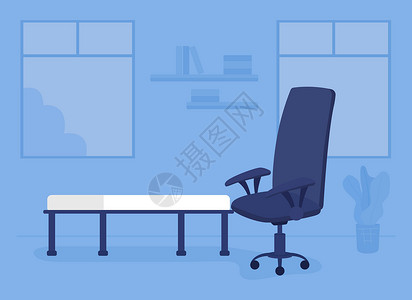 咨询室平面彩色矢量它制作图案的家具插画